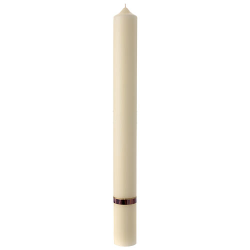 Paschal candle Crucifixion stylized purple gold 80x8 cm beeswax 5