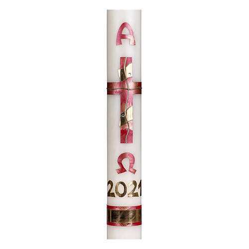 Easter candle with red and gold cross 80x8 cm 2