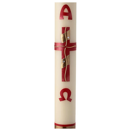 Easter candle with red and gold cross 80x8 cm 1