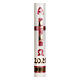 Easter candle with red and gold cross 80x8 cm s2