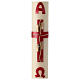 Easter candle with red and gold cross 80x8 cm s3