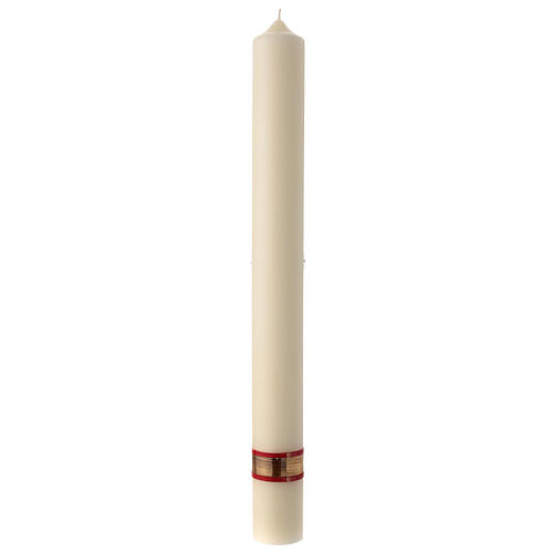 Paschal candle red cross gold Alpha Omega 80x8 cm beeswax 6