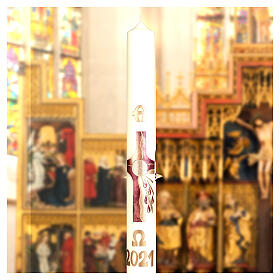 Easter candle with Last Supper 80x8 cm s3