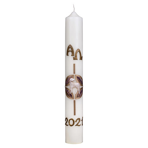 Paschal candle cross lamb 60x8 cm beeswax 1