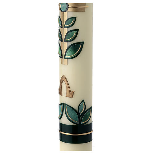 Easter candle with leaves and golden cross 80x8 cm 5