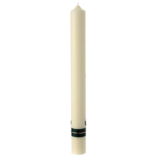 Easter candle with leaves and golden cross 80x8 cm 7