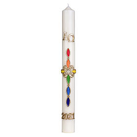 Easter candle with rainbow cross 80x8 cm s1