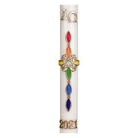 Easter candle with rainbow cross 80x8 cm s2