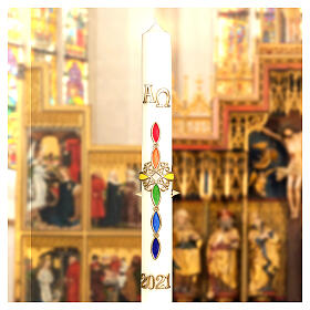Easter candle with rainbow cross 80x8 cm s3