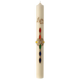 Easter candle with rainbow cross 80x8 cm