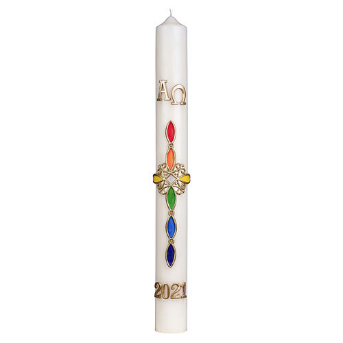 Easter candle with rainbow cross 80x8 cm 1