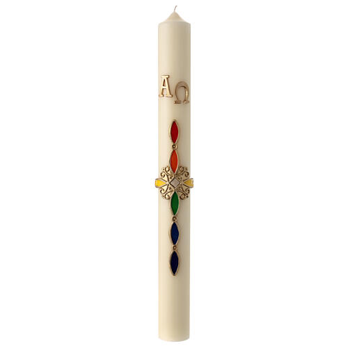 Easter candle with rainbow cross 80x8 cm 2