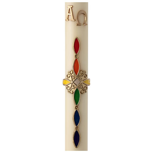 Easter candle with rainbow cross 80x8 cm 4
