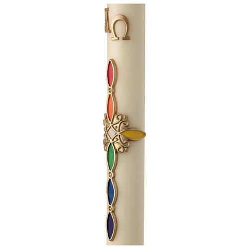 Paschal candle rainbow cross 80x8 cm beeswax 5