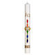 Paschal candle rainbow cross 80x8 cm beeswax