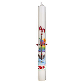 Easter candle with rainbow sailboat 80x8 cm s1