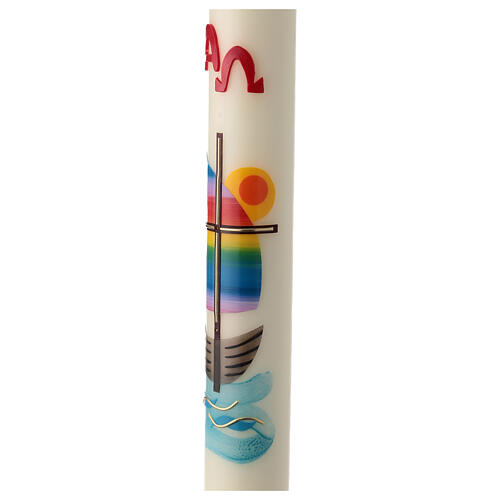 Easter candle with rainbow sailboat 80x8 cm 3