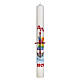 Paschal candle rainbow sail boat 80x8 cm beeswax