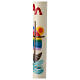 Paschal candle rainbow sail boat 80x8 cm beeswax s3