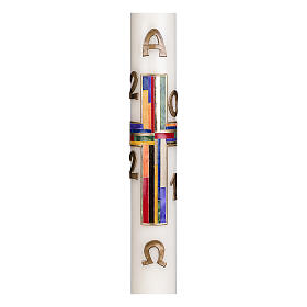 Easter candle with coloured cross 80x8 cm s2