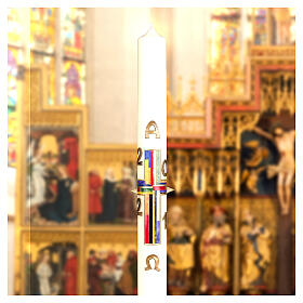 Easter candle with coloured cross 80x8 cm s3