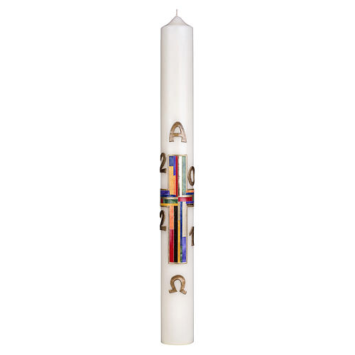 Easter candle with coloured cross 80x8 cm 1