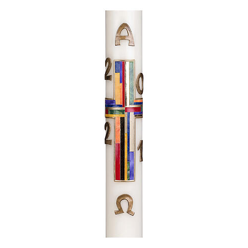 Easter candle with coloured cross 80x8 cm 2
