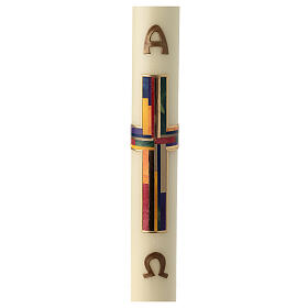 Easter candle with colored composite cross 80x8 cm beeswax
