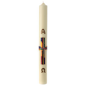 Easter candle with colored composite cross 80x8 cm beeswax