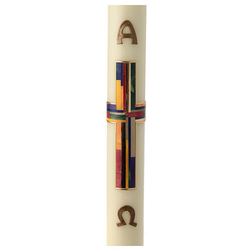 Easter candle with colored composite cross 80x8 cm beeswax 1