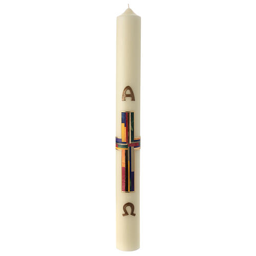 Easter candle with colored composite cross 80x8 cm beeswax 2
