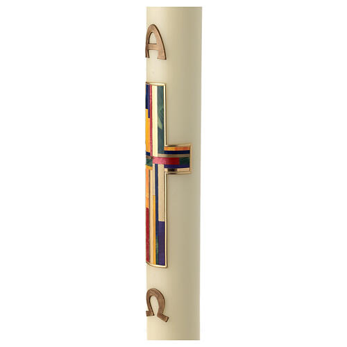 Easter candle with colored composite cross 80x8 cm beeswax 3