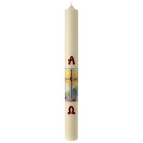 Easter candle with stylised landscape 80x8 cm