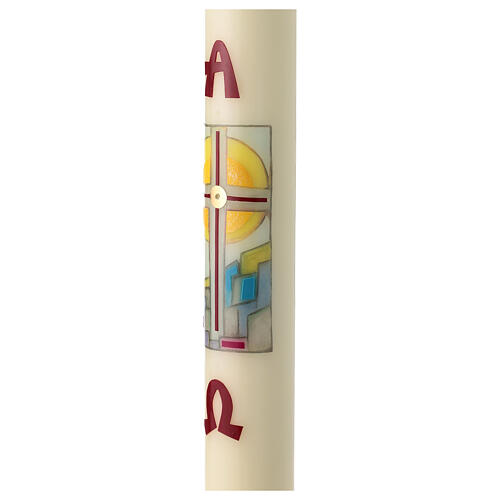 Paschal candle with stylized landscape cross 80x8 cm in beeswax 3