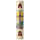 Paschal candle with stylized landscape cross 80x8 cm in beeswax s1