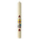 Paschal candle with stylized landscape cross 80x8 cm in beeswax s2