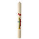 Paschal candle modern colored cross 80x8 cm beeswax s2