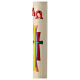 Paschal candle modern colored cross 80x8 cm beeswax s3