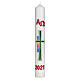 Easter candle with rainbow green cross 80x8 cm