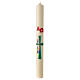 Easter candle with rainbow green cross 80x8 cm s2