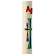 Paschal candle green rainbow crosses 80x8 cm beeswax s3