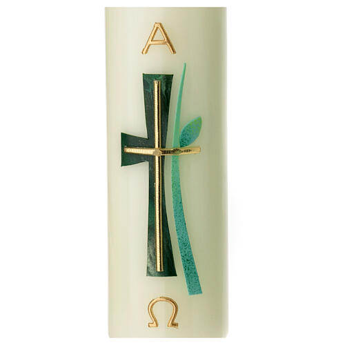 Candle with green cross leaf grass 16.5x5 cm 2