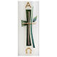 Candle green leaf grass cross 16x5 cm s2