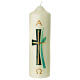 Candle green leaf grass cross 16x5 cm s1