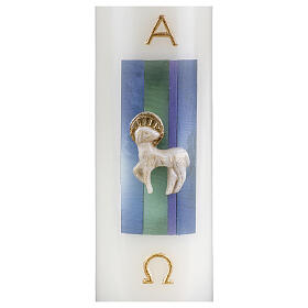 Candle with lamb on light blue background 16.5x5 cm