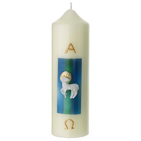 Candle with lamb blue background 160x50 mm