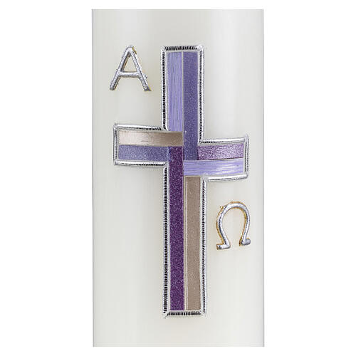 Bougie croix lilas argent 16x5 cm 2