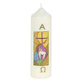 Velas e Círios: Vela pascal cordeiro estilizado 16,5x5 cm