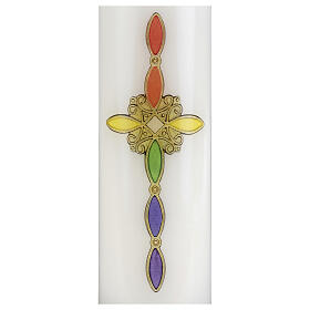 Candle with decorated rainbow cross 16.5x5 cm s2