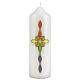 Candle with decorated rainbow cross 16.5x5 cm